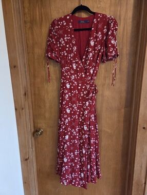 Polo Ralph Lauren Red Nautical Print Crepe Wrap Dress Size 6